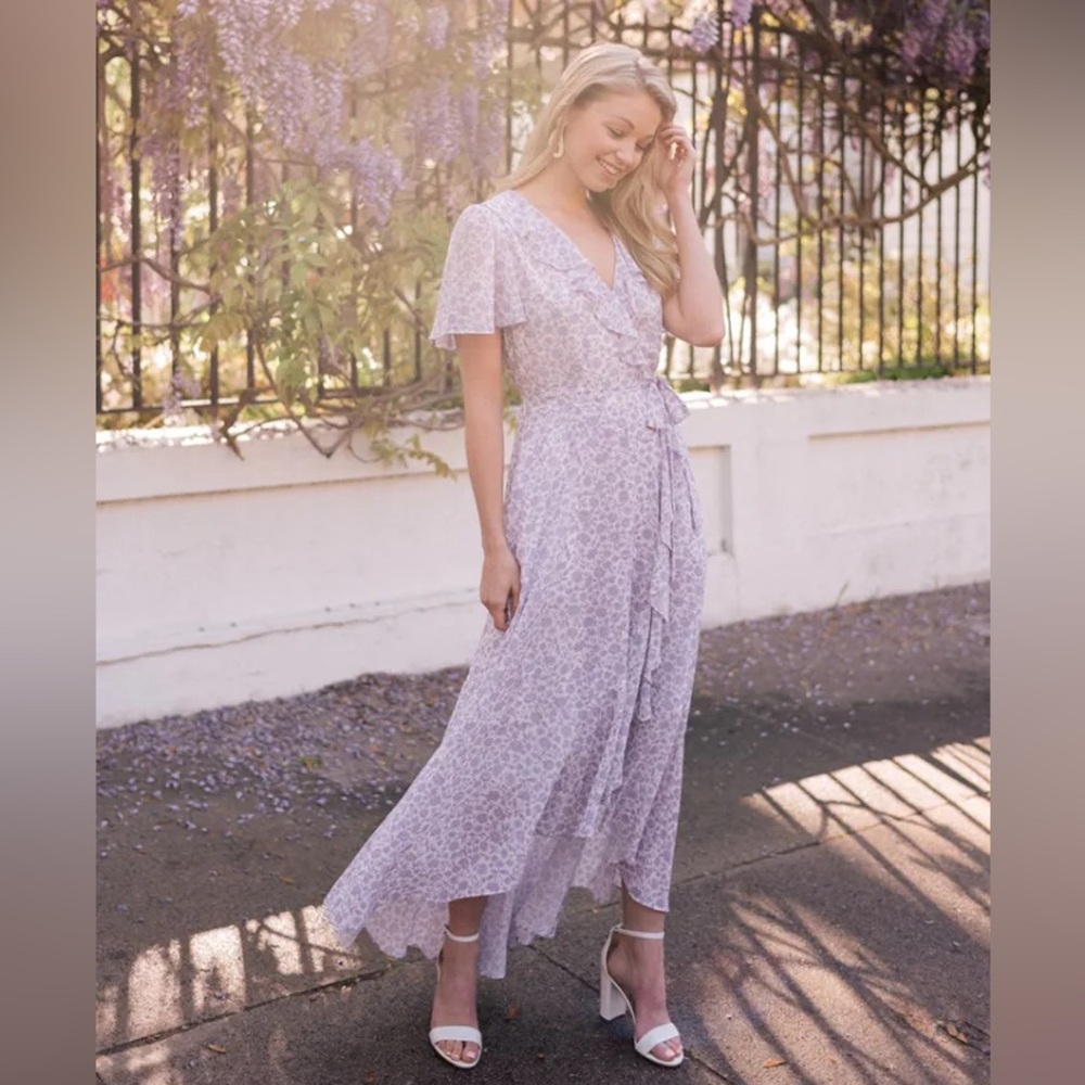 Gal Meets Glam Lavender Floral Ruffle Dress